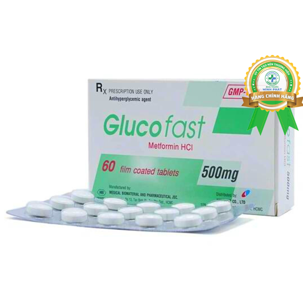Thuốc Glucofast 500mg Mebiphar điều trị tiểu đường type 2 (4 vỉ x 15 viên)